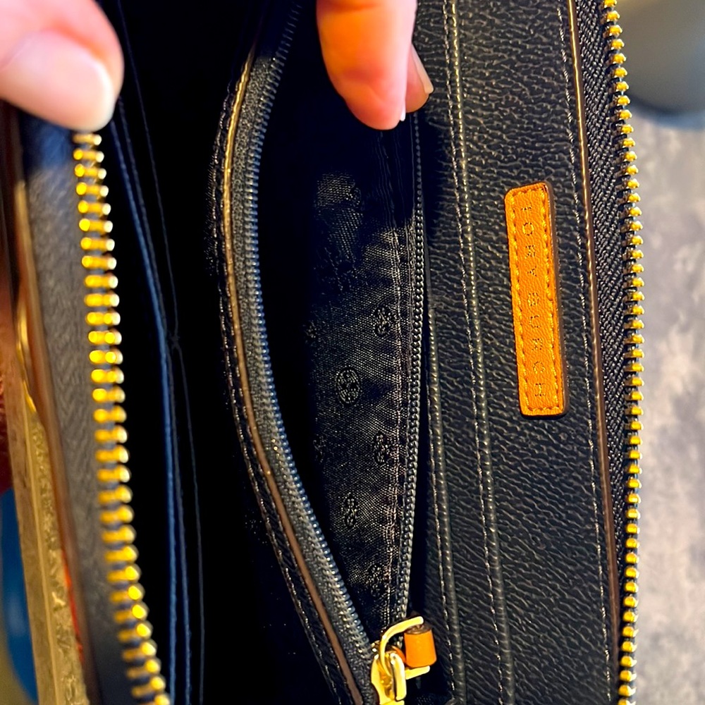 Tory Burch Red Agate Lyon Stripe Multicolor Carri… - image 3